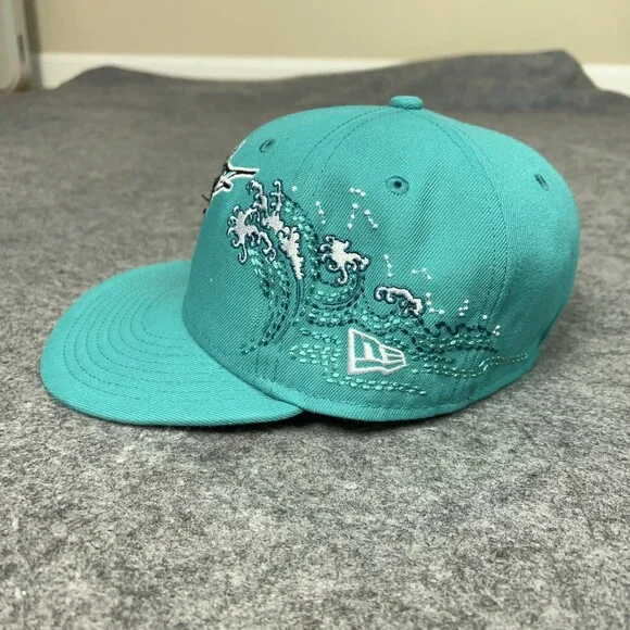 Florida Marlins Hat Cap Fitted Mens 7 Teal MLB Baseball Wave New Era 59Fifty - Picture 3 of 8